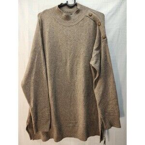 AB Studio Sweater Mens XXL Brown Mock Neck Knit Cardigan Button Accent